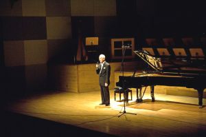 Juliusz Adamowski begins concert in Wroclaw Philharmonic 23.04.2012 (1001st Liszt Evening . Photo by Maciej Szwed.